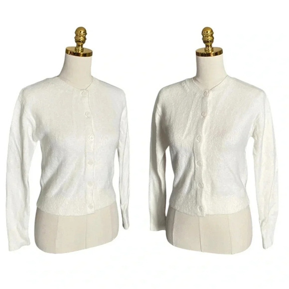 &OTHER STORIES | Buttoned Knit Off White Cotton & Wool Blend Cardigan Si… - Picture 3 of 8